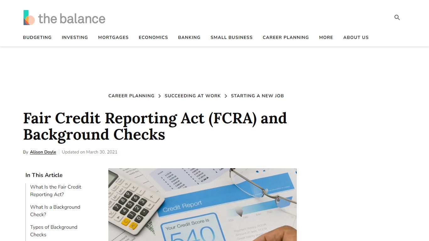 Fair Credit Reporting Act (FCRA) and Background Checks - The Balance